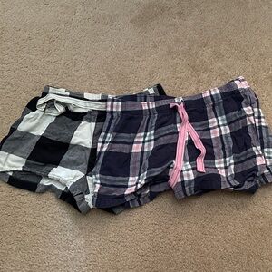 Old Navy Plaid Cotton Lounge Shorts - Black, Pink, White